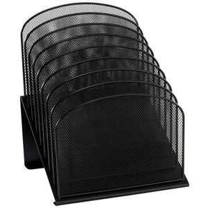 pemberly row onyx black mesh desk organizer with 8 slanted sections
