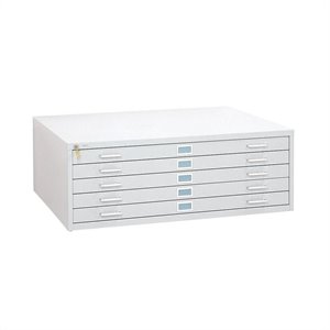 Pemberly Row 5 Drawer Flat Files Metal Cabinet for 36&quot x 48&quot Documents in White