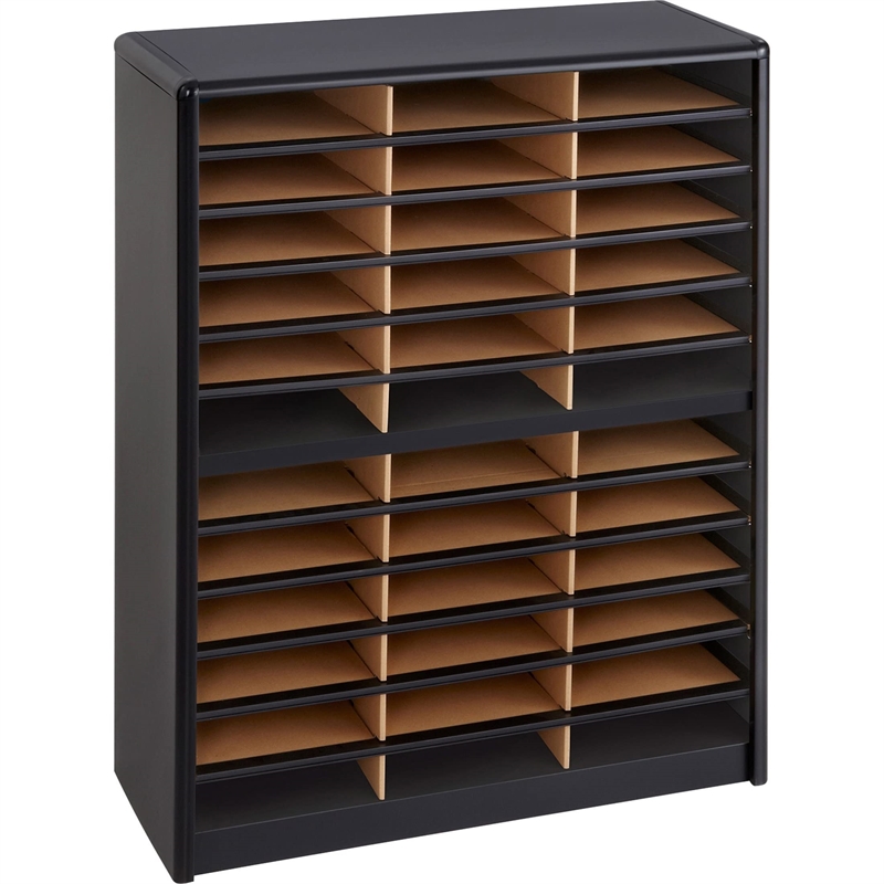 Pemberly Row 36 Compartment Metal Flat Files Organizer in Black