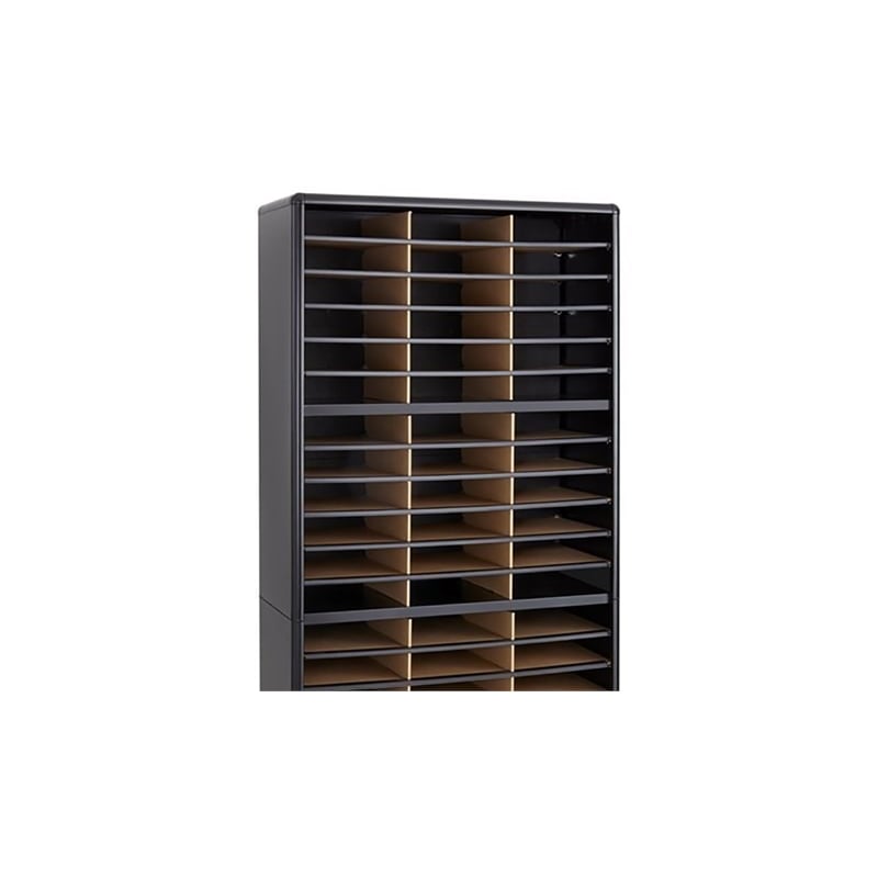 Pemberly Row Contemporary Metal 72 Compartments Flat Files Organizer in Black