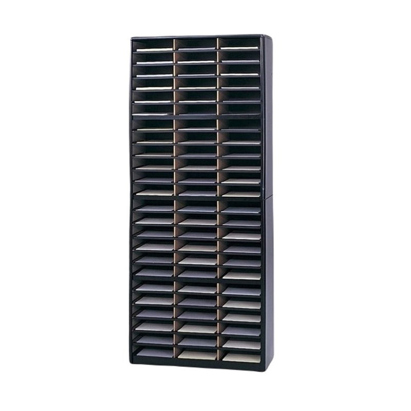 Pemberly Row Contemporary Metal 72 Compartments Flat Files Organizer in Black