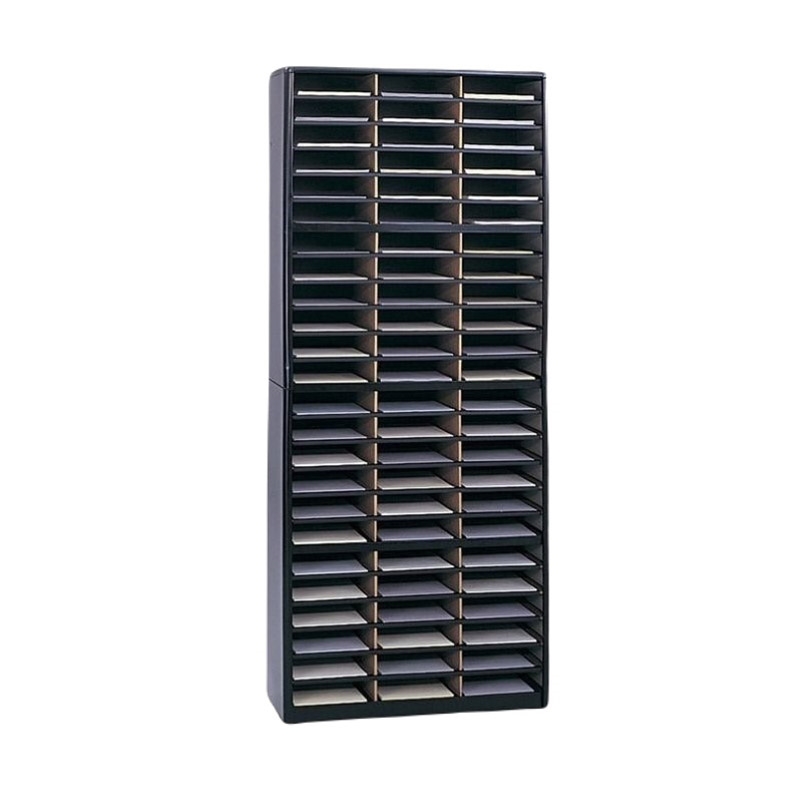 Pemberly Row Contemporary Metal 72 Compartments Flat Files Organizer in Black