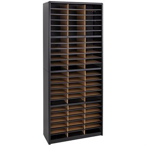 Pemberly Row Contemporary Metal 72 Compartments Flat Files Organizer in Black