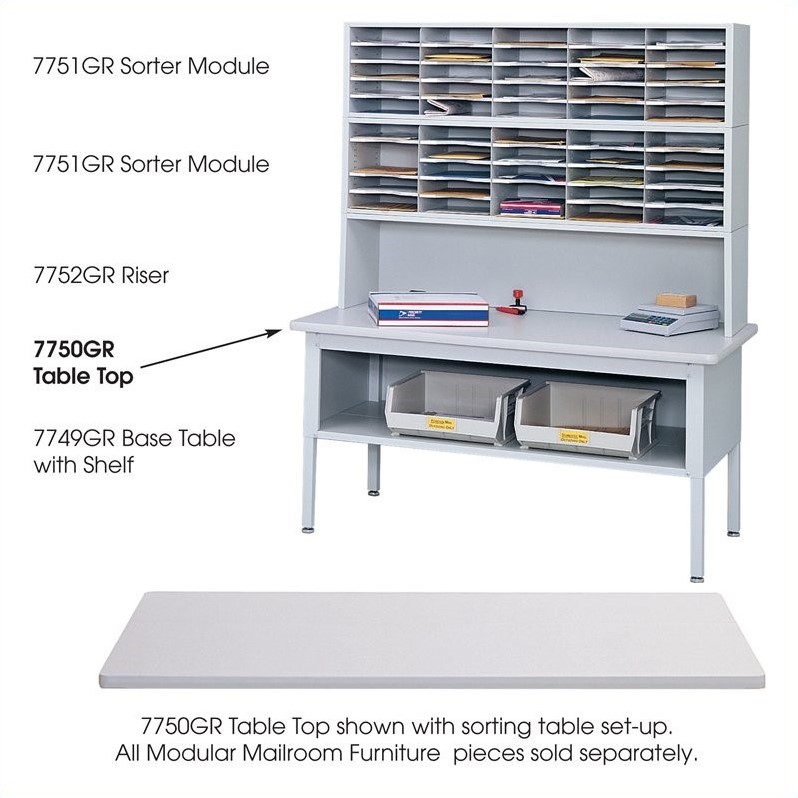 Pemberly Row Contemporary Laminated Wood Table Top in Gray Finish