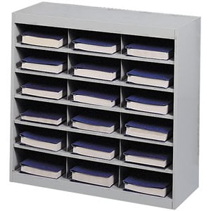 pemberly row modern grey steel mail organizer - 18 compartments