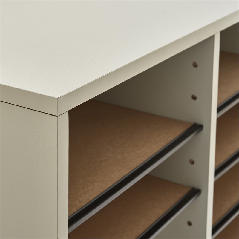 Pemberly Row Grey 16 Compartment Wood Adjustable File Organizer