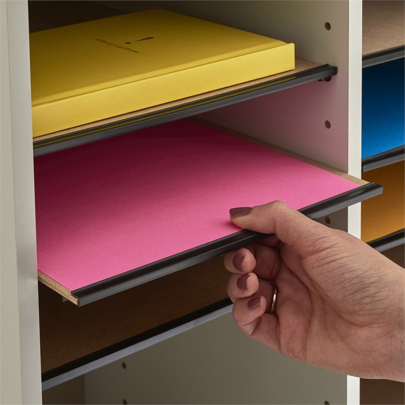 Pemberly Row Grey 16 Compartment Wood Adjustable File Organizer