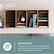 Pemberly Row Medium Oak 24 Compartment Wood Adjustable File Organizer