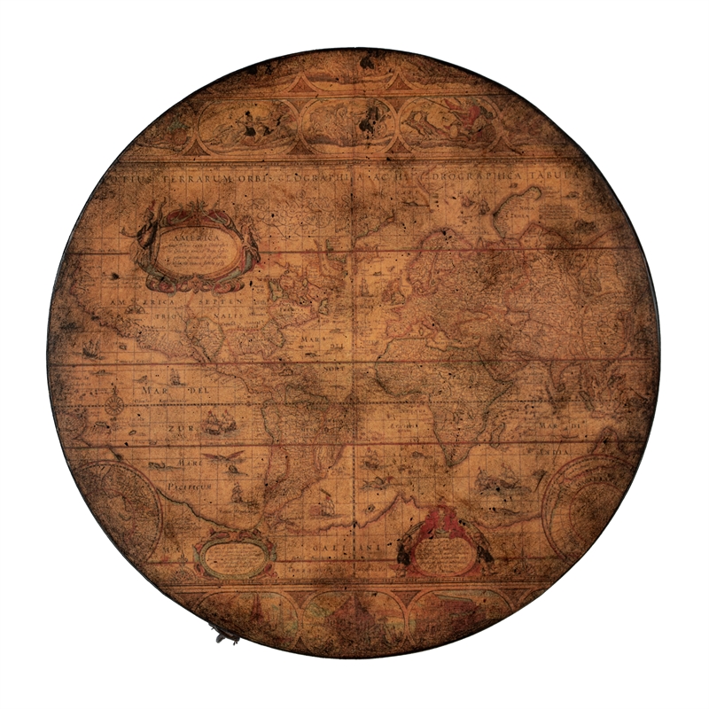 Pemberly Row Contemporary Old World Map Brown Duffel End Table