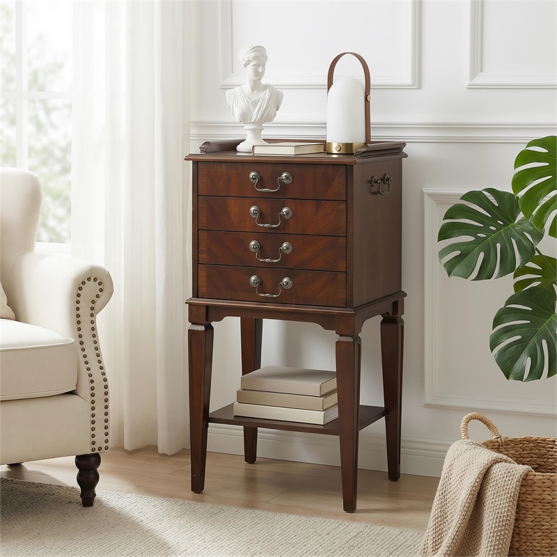 Pemberly Row Contemporary 4 Drawer Accent Chest In Cherry Finish