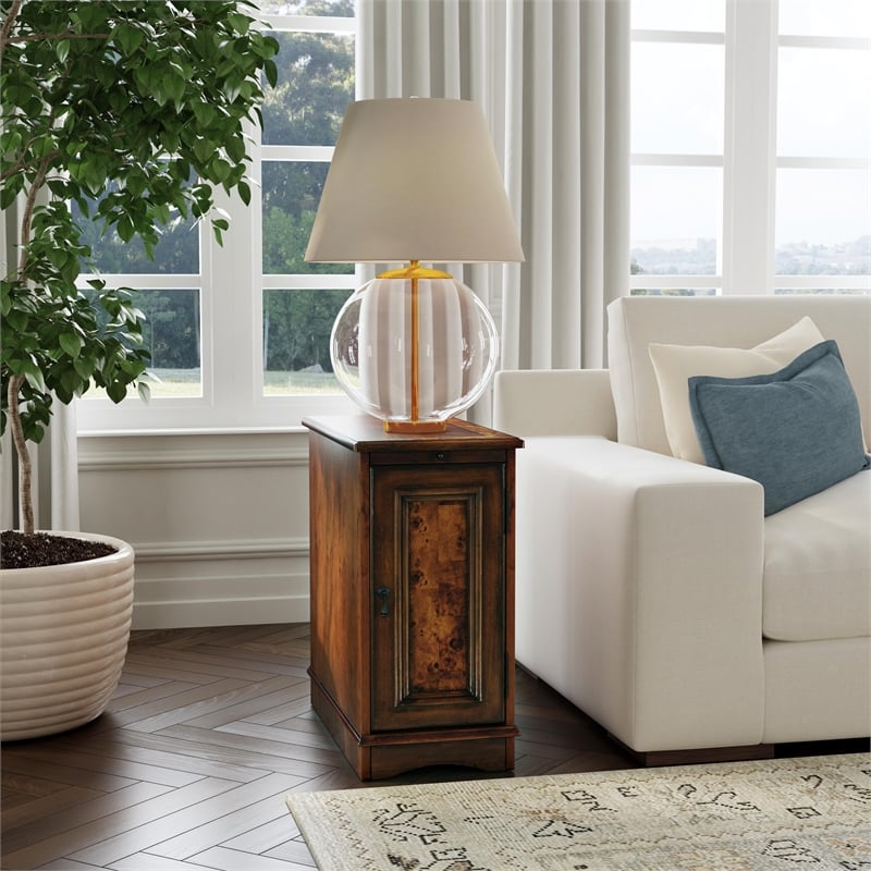 Pemberly Row Contemporary Cabinet End Table - Olive Ash Brown