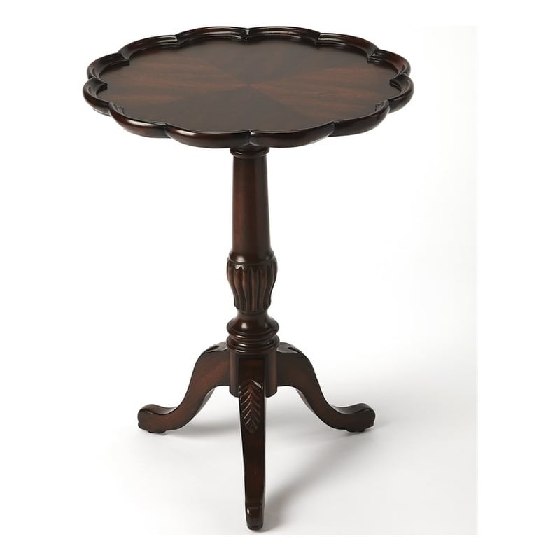 Pemberly Row Modern Pedestal Table In Plantation Cherry Finish