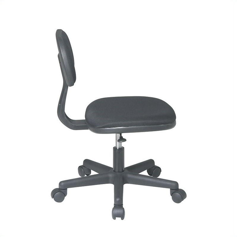 Pemberly Row Contemporary Student Task Chair in Black Fabric
