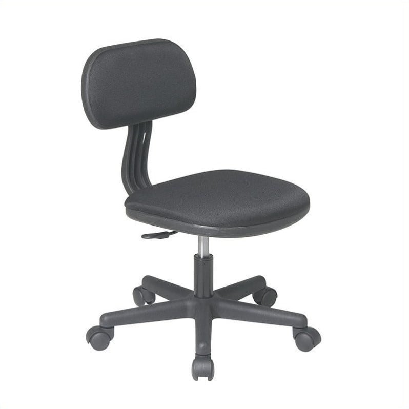 Pemberly Row Contemporary Student Task Chair in Black Fabric