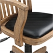 Pemberly Row Wood Bankers Chair with Black Vinyl Padded Seat in Fruit Brown Wood