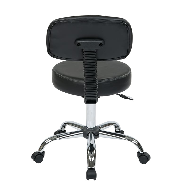 Pemberly Row Black Pneumatic Drafting Chair with Stool and Back with Vinyl Seat