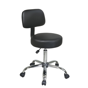 Pemberly Row Black Pneumatic Drafting Chair with Stool and Back with Vinyl Seat