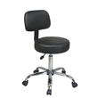 Pemberly Row Black Pneumatic Drafting Chair with Stool and Back with Vinyl Seat
