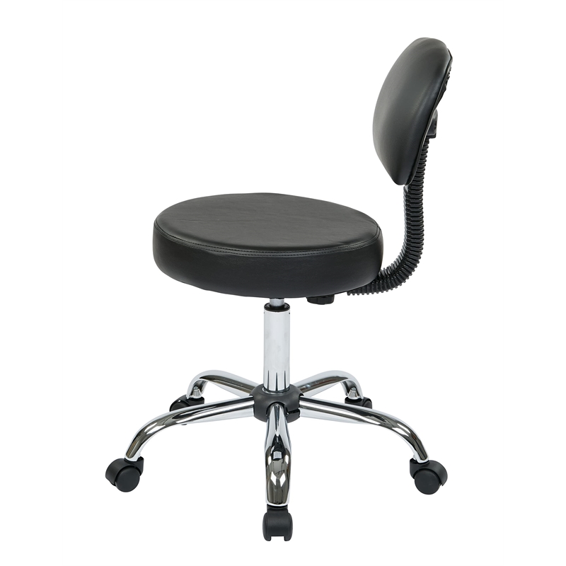 Pemberly Row Black Pneumatic Drafting Chair with Stool and Back with Vinyl Seat