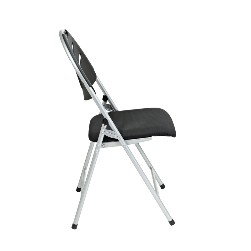 Pemberly Row Set of 4 Plastic Folding Chair in Black and Silver