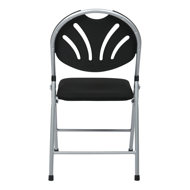 Pemberly Row Set of 4 Plastic Folding Chair in Black and Silver