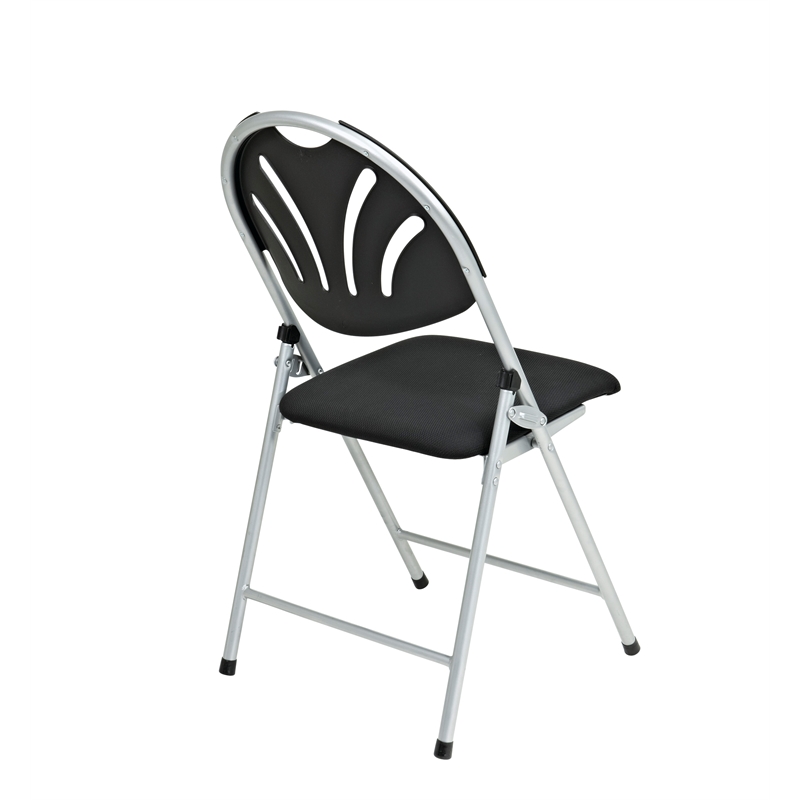 Pemberly Row Set of 4 Plastic Folding Chair in Black and Silver