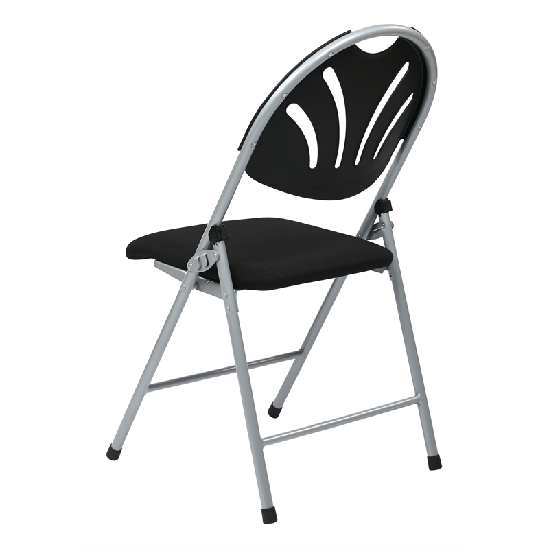 Pemberly Row Set of 4 Plastic Folding Chair in Black and Silver