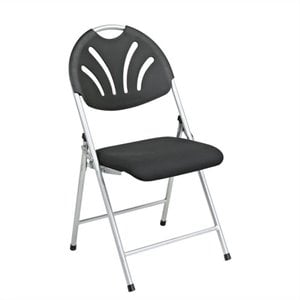 Pemberly Row Set of 4 Plastic Folding Chair in Black and Silver