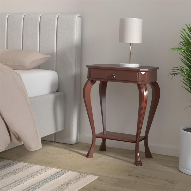 Pemberly Row Contemporary Wood Console Table in Cherry Brown
