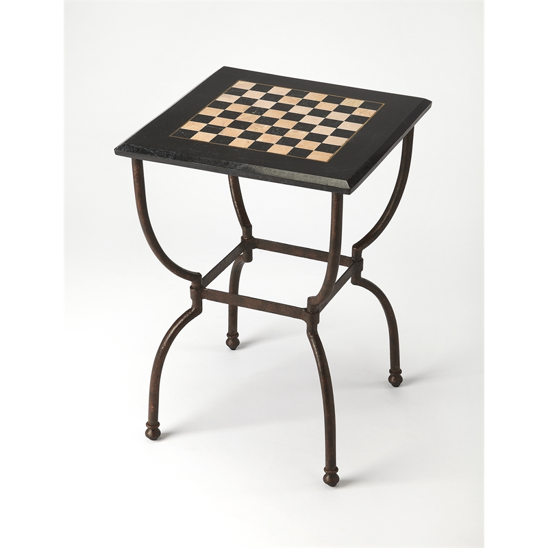 Pemberly Row Contemporary Metalworks Game Table In Antique Finish