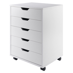 Pemberly Row 5-Drawer Transitional Wood Storage Cabinet in White