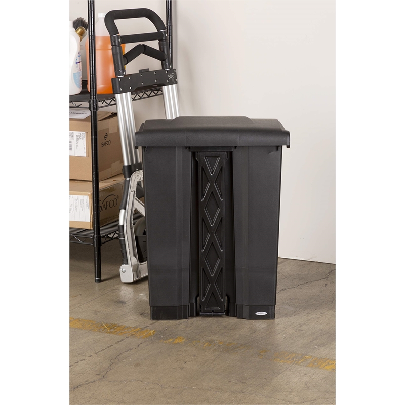 Pemberly Row Hands Free Plastic Receptacle Trash Can - 23 Gallon in Black
