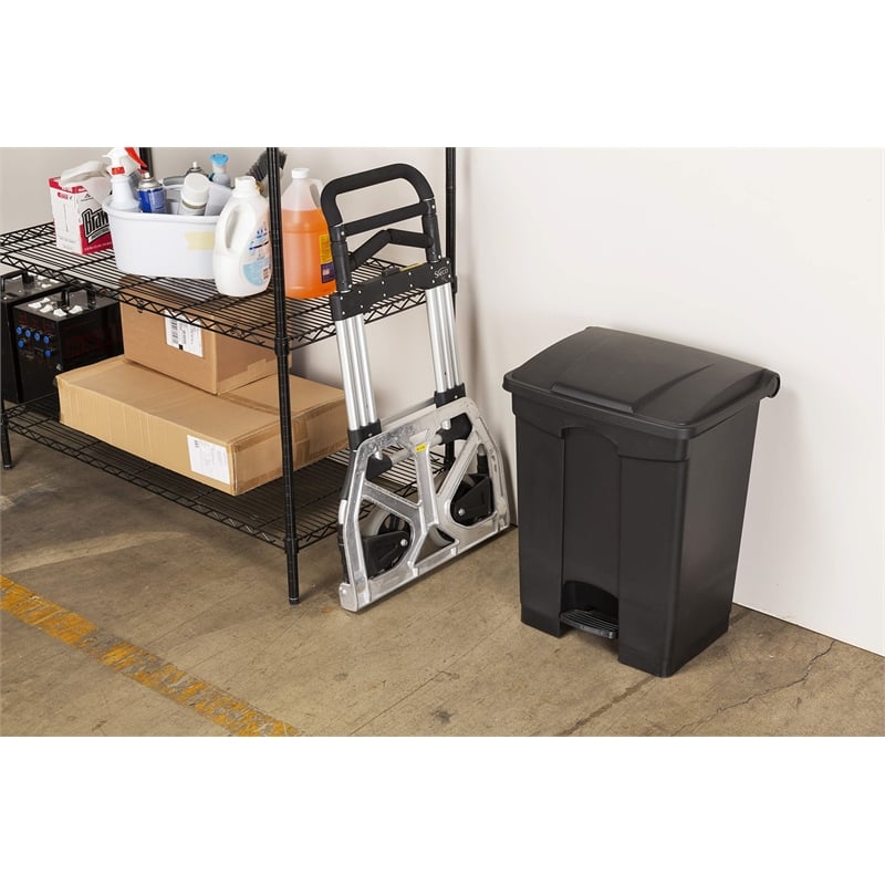 Pemberly Row Hands Free Plastic Receptacle Trash Can - 23 Gallon in Black