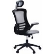 Pemberly Row Executive High Back Office Chair w/ Headrest in Silver Gray Fabric