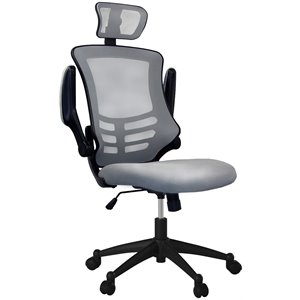 pemberly row executive high back office chair w/ headrest in silver gray fabric