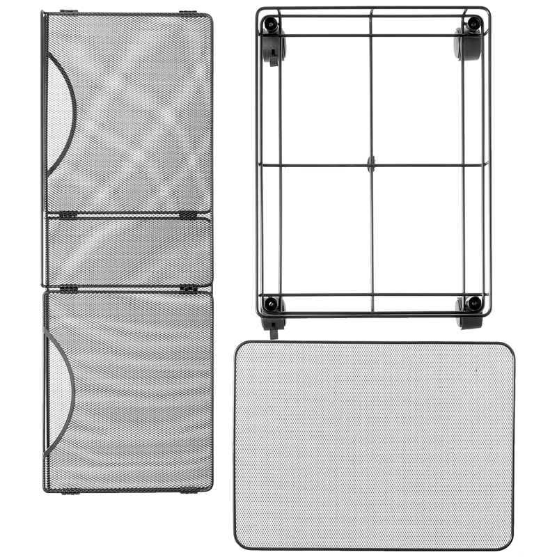 Pemberly Row Contemporary Mesh Rolling File Cube in Black Finish