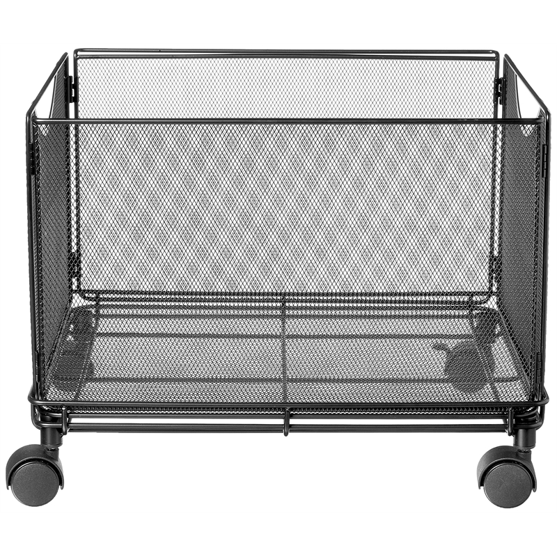 Pemberly Row Contemporary Mesh Rolling File Cube in Black Finish