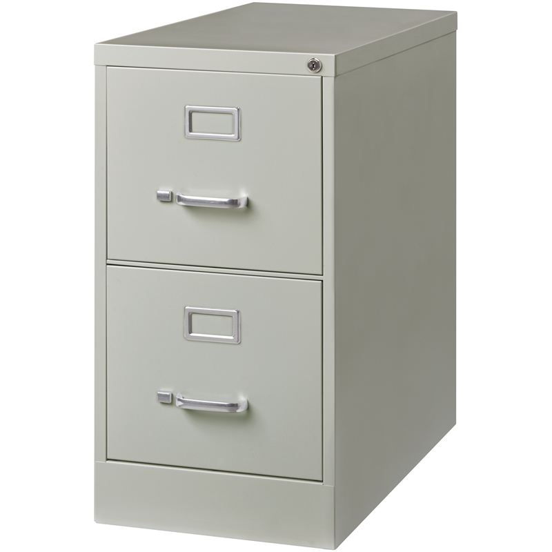 Pemberly Row Metal 2-Drawer Letter Width Vertical Filing Cabinet in Light Gray