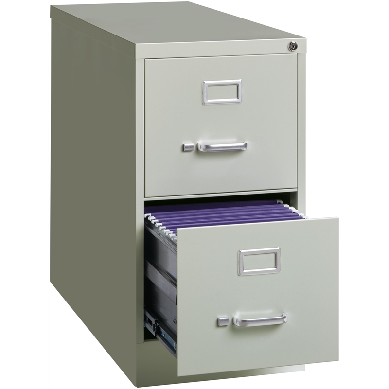 Pemberly Row Metal 2-Drawer Letter Width Vertical Filing Cabinet in Light Gray