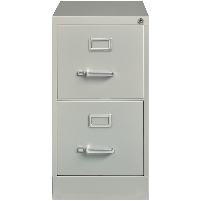 Pemberly Row Metal 2-Drawer Letter Width Vertical Filing Cabinet in Light Gray