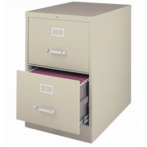 Pemberly Row 26.5&quotD Metal 2 Drawer Legal Width Vertical Filing Cabinet Putty