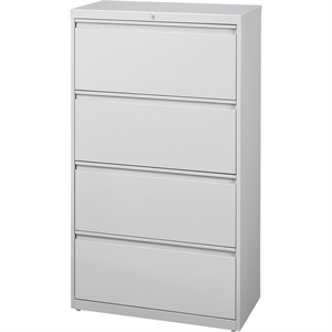 Pemberly Row 30&quotW Metal 4 Drawer Lateral Filing Cabinet in Light Gray