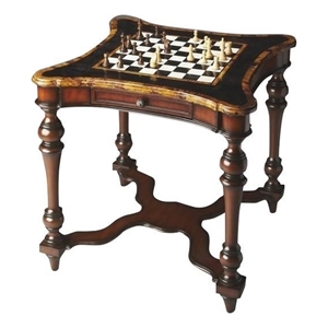 Pemberly Row Modern Enrique Stone And Wood Game Table - Brown