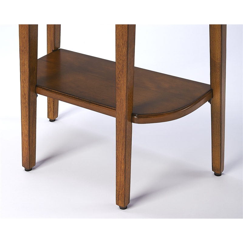 Pemberly Row Modern Demilune Console Table In Olive Ash Burl