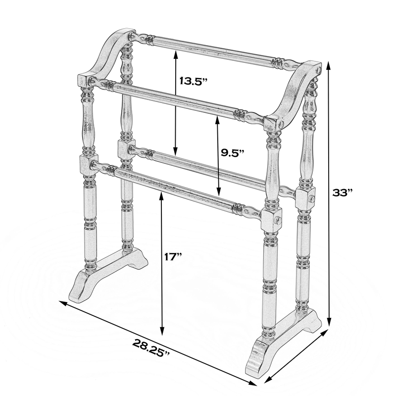 Pemberly Row Contemporary Blanket Rack In Cottage White Finish