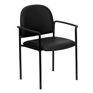 Pemberly Row Contemporary Comfortable Side Guest Chair in Black