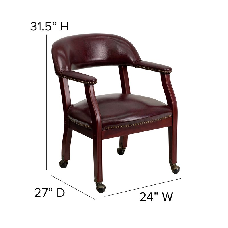 Pemberly Row Modern Luxurious Conference Guest Chair in Burgundy