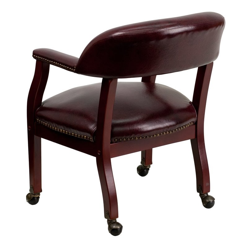 Pemberly Row Modern Luxurious Conference Guest Chair in Burgundy