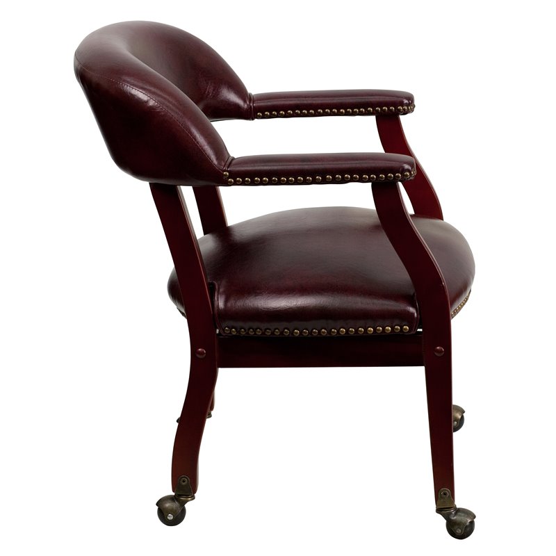 Pemberly Row Modern Luxurious Conference Guest Chair in Burgundy