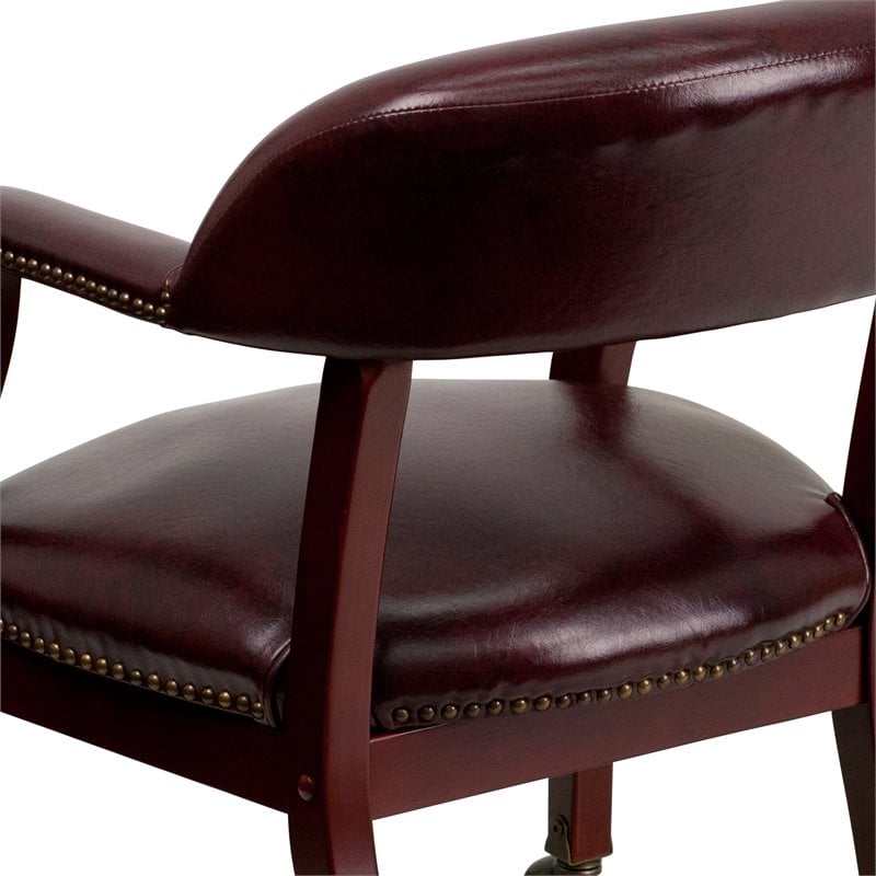 Pemberly Row Modern Luxurious Conference Guest Chair in Burgundy